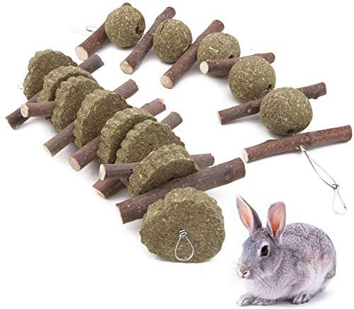 Winterworm Kauspielzeug für Kaninchen, Hamster, für Zähne, natürliche Apfelstäbchen, Grasball, Haustierzähne zum Schleifen von kleinen Haustieren, Zubehör für Chinchilla, Rennmäuse, 2 Stück