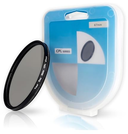Polarisationsfilter CPL, Ø 67 mm, minimerar störande ljusreflexer, förbättrar den optiska klarheten och färgåtergivningen, cirkulärt polarisationsfilter i aluminiumfattning, kamerafilter