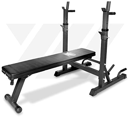 YM Bench Weight, Panca Sollevamento Pesi Professionale Regolabile con Porta Bilanciere, Acciaio Inossidabile, Verniciatura a Sabbia, Morbidi Cuscini in Schiuma in Similpelle, Schienale Inclinabile