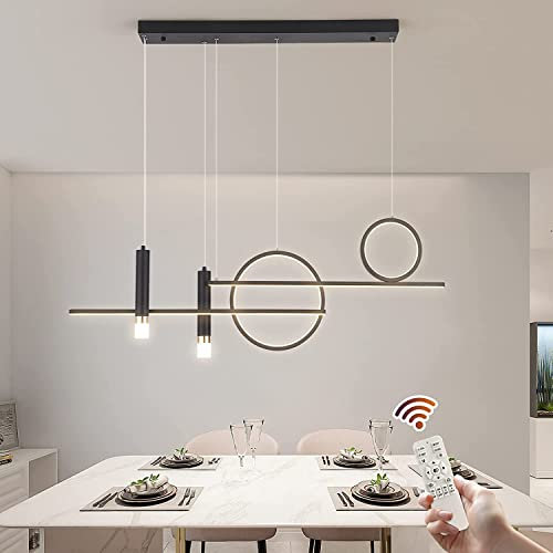 Eoodis Lámpara colgante para mesa de comedor, lámpara LED lineal moderna de 50 W, lámpara colgante lineal regulable, lámpara colgante ajustable para comedor, sala de estar, cocina