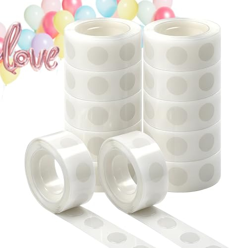 SZXMDKH Puntos de pegamento para globos, 1200 piezas de cinta de arco de globos, puntos adhesivos de doble cara para manualidades, 10 mm