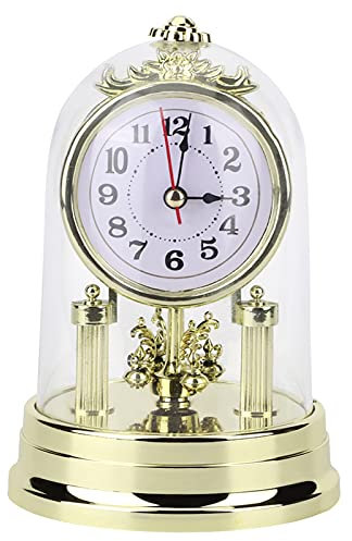 Wakects Kaminuhren Europäischer Stil Retro Tischuhr Antik Leise Tischuhr für Wohnzimmer Schlafzimmer Büro Wohnkultur 11x17cm Gold (Gold)