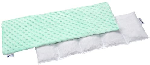 Medi Partners Coussin chauffant noyaux de cerise 60x20cm 800g Minky 5 Chambres par le froid Taie d'oreiller amovible (Menthe)