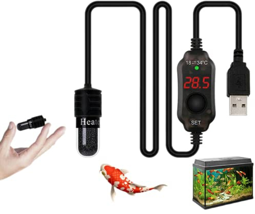 SPORTARC Mini-Aquarium-Heizung, 10 W, USB-Heizstab, Tauchthermostat-Heizung, integriertes Thermometer mit LED-Anzeige für 3 l Aquarien