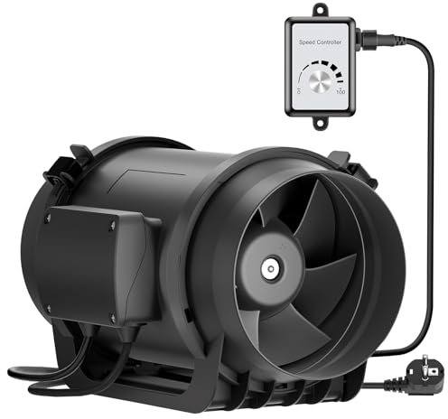 HG Power Ventilador de tubo de 150 mm en línea, motores EC, ventilador de canal, 798 m³/h, ventilador de extracción, conector UE, ventilador de tubo para cocinas, baños, garajes