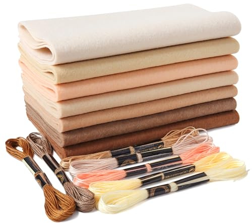ZAIONE Hojas de tela de fieltro suave: 7 piezas de 20 x 90 cm, tonos de piel surtidos, hojas de fieltro para manualidades