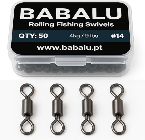 50 Pezzi Girelle da Pesca Girelle da Pesca a Botte Acciaio Inox per Pesca d'Acqua Dolce e Salata (#14)