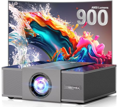 ULTIMEA Beamer 4K Heimkino Unterstützt 900 ANSI-Lumen mit Hindernisvermeidung und 6D Trapezkorrektur, 30W Lautsprecher, Native 1080P Projektor WiFi Bluetooth 5.3 für Wohnzimmer, Apollo P60 Smart-Serie