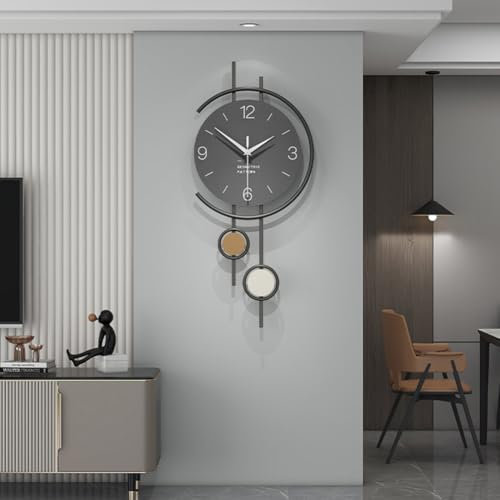 TWFJEL Modern Wanduhr Kreativ Minimalistisch Metallrahmen Dekorative Wanduhren Stumm ohne Tickgeräusche Batteriebetrieben Quarzuhr Art Decor für Wohnzimmer Schlafzimmer Büro Küche, Schwarz