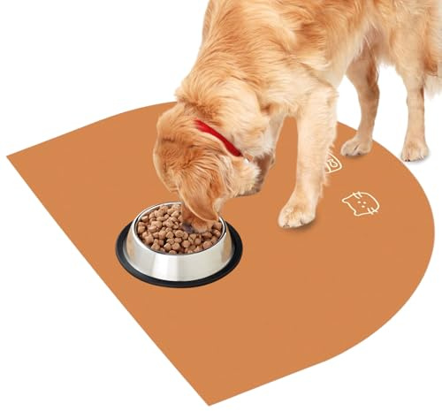 Napfunterlage Hund, Napfunterlage Katzen, Hundenapf Unterlage, Hund Halbrund 40x60, rutschfeste Unterlage, für Futter,Wasser,Brunnen Kunstleder