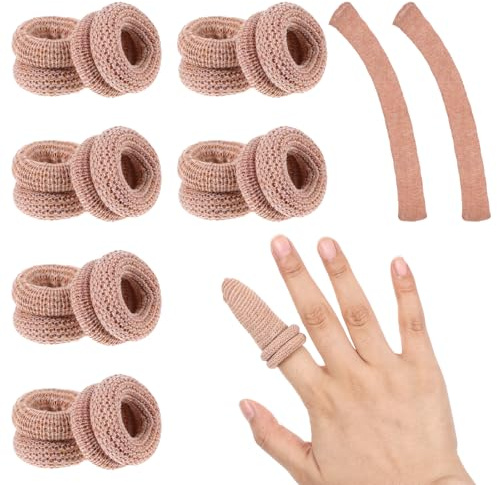 Gtziqa Cotton Bandage Finger Cots, 15 Pcs Breathable Finger Gloves Elastic Thumb Protectors Reusable Fingers Covers for Wounds, Injury, Gardening Work, Kitchen (Skin Color)