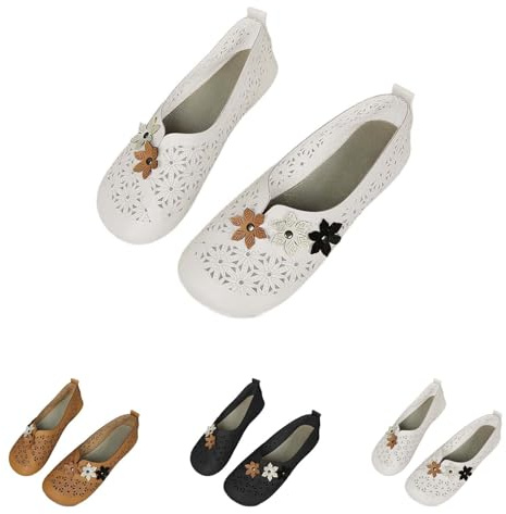 2025 Bailarinas Mujer Verano Comodos Piel Zapatos Planos Vestir Fiesta Elegentes Flores Bailarina Comodas Entretiempo Zapatillas Deportivas sin Cordones Suave Transpirables Calzado Barefoot Mocasines