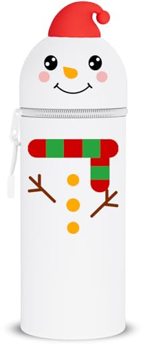GDFJBG 2-in-1 Silikon Federmäppchen - Weihnachts-Elch, Kawaii,Tischstifthalter Federtasche Tischstifthalter, Reißverschluss, Silikon, Stiftetasche Buntstifte Marker (Yeti)