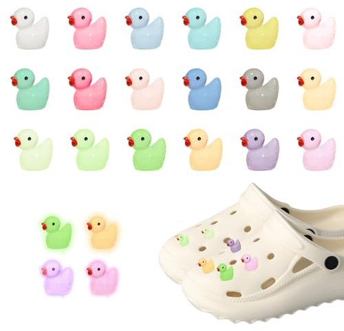 Pilikoll 54 Piezas Mini Patos Luminosos Shoe Charms PVC Pins Zapatos Adornos para Zapatos de Patos Luminosos Temáticos Decoración Zapatos DIY para Regalos de Niños Fiesta Cumpleaños