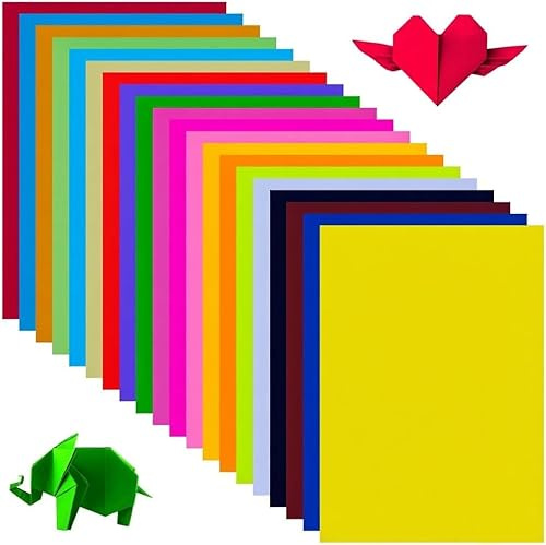 A4 Carta Origami Colorata, 20 Colori Vivaci, Carta Pieghevole Fronte-retro per Progetti di Artigianato Artistico fai-da-te (200PCS 297mm×210mm)