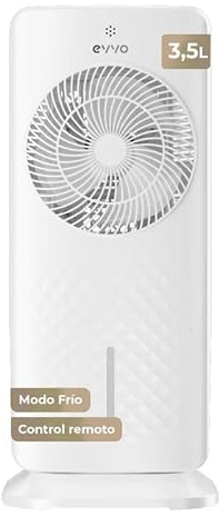 EVVO Climatizador Evaporativo y Enfriador de Aire Portátil - Aire Frío Sin Instalación, 12 Velocidades, Función Frío con Agua y Hielo, Panel LED, Mando a Distancia, Ventilador Silencioso Torre (AC750)