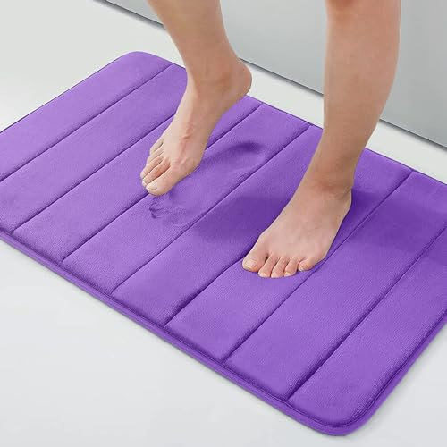 smiry Memory Foam Bath Mat 50 x 75 cm Bathroom Mat Purple