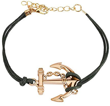Bungsa schwarzes Armband Anker aus Leder - BFF Freundschaftsarmband für Damen & Herren