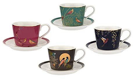 Sara Miller SMC79194-XG London Chelsea Collection - Juego de 4 tazas y platillos para café expreso (porcelana)
