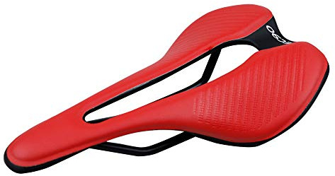 VOANZO Asiento de Bicicleta de montaña con Zona de Alivio Central y diseño ergonómico, cómodo cojín de Bicicleta Transpirable para sillín de Bicicleta (Rojo)