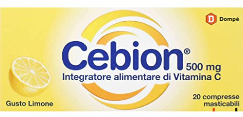 DOMPE CEBION Integratore Alimentare di Vitamina C, Gusto Limone, 20 Compresse Masticabili