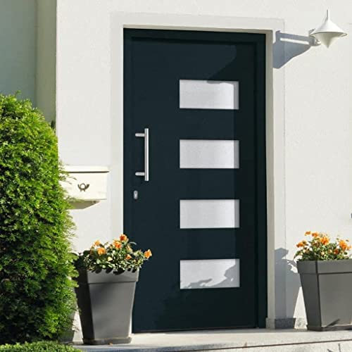 vidaXL Eingangstür Haustür Wohnungstür Nebeneingangstür Außentür Kellertür Mehrzwecktür Tür Schlüsselsatz Alu Aluminium PVC Anthrazit 100x200cm