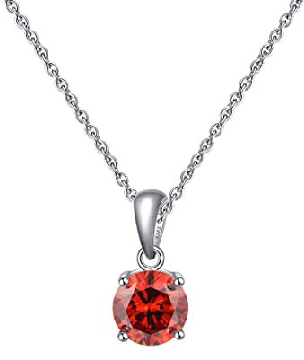 Bellitia Jewelry Geburtsstein Halskette Damen Anhänger in 925 Sterling Silber, Edelstein Schmuck Geschenk für Mutter Damen Frau Mädchen, Smaragd, Amethyst, Rubin, Saphir usw.