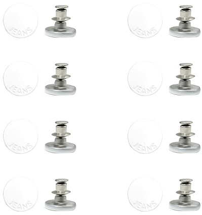 Lot de 8 boutons de jeans sans couture - 17 mm - Réglables - Pour jeans - Extender - Boutons pour jeans - Boutons instantanés - Pour remplacement, bricolage, réparation - Blanc