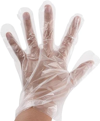 Disposable Polyethylene Plastic Gloves for Food handling, Cleaning, Cooking, Food Counters, Crafting, Hair Colouring, Sanitary, Multipurpose, Powder & Latex Free - One Size Fits Most (500, Clear)