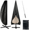 NCKIHRKK Funda Sombrilla Terraza Exterior y Funda Sombrilla Playa, Tela Oxford 420D Impermeable, Anti Viento, Anti UV, Funda para Sombrilla Colgante con Asa para Playa Jardin, 265x40/70/50cm, Negro