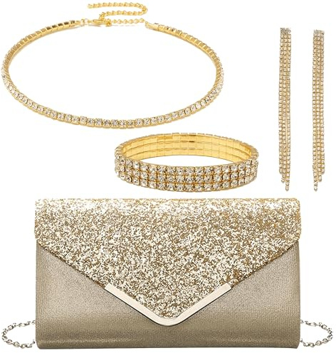 OUAYEMEL Lot de 4 sacs à main à paillettes pour femme - Sac à main de soirée ou de mariage - Accessoire de mariage - Pour bal de fin d'année - Élégant