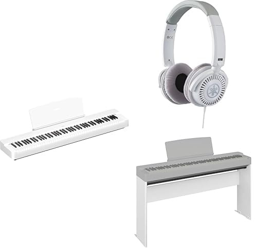 Yamaha P-225 Digitalpiano, vit - Lätt, bärbart digitalpiano medföljer HPH-150-hörlurar och L-200 Digitalpianostativ i trä