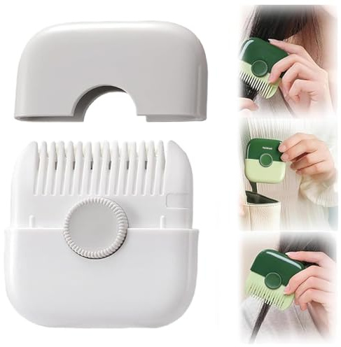 2-in-4 Dual-Side Split Ends Hair Trimmer,Manual Hair Trimmer Comb for Women,Manual Bangs Cutting Tool with Dustproof Cover,Blades Replaceable & Adjustable