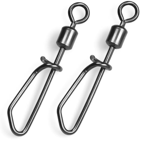 FISHIN ADDICT Snap Link Fishing Swivels, Barrel Interlock Clip Black Nickel 10 units (#12)
