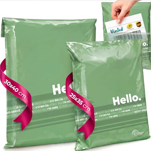 50 Pochettes Envoie Colis Vinted 100% Recyclées Taille M/L | Emballage colis Vinted en plastique 100 % recyclé, imperméable et opaque avec double bande adhésive, porte-bordereau intégré