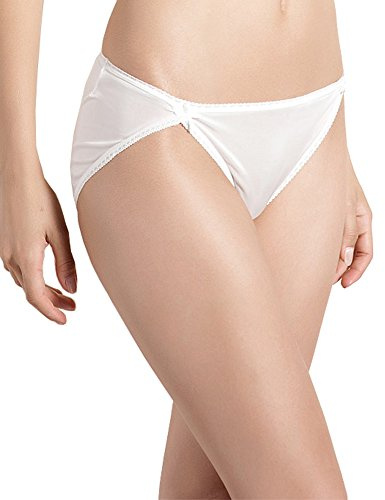 SilRiver Culotte Bikini 100% Soie pour Femme, Culotte Hipster, Sexy et Confortable, Culotte Tanga Respirante (Blanc, S)