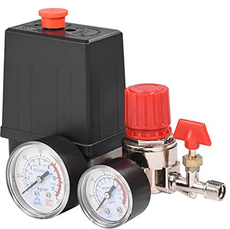 Air Compressor Air Compressor Air Valve Switch with Gauge Compressor Pressure Regulators Pressure Switch Control Valve (Plastic Manometer)