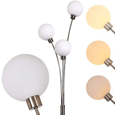 Lampada da terra Bernado dimmerabile, proiettore da soffitto con 3 globi di vetro vero, attacco G9, luce indiretta, bianco caldo, lampada da terra per soggiorno con 3 globi di vetro, senza lampadina/e