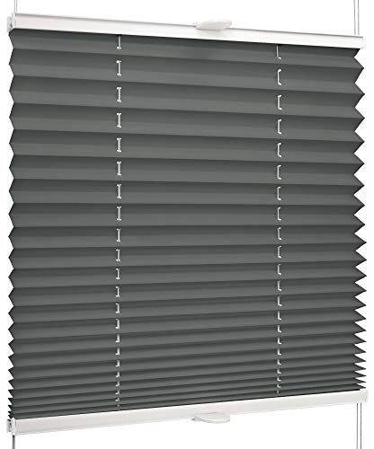 SchattenFreude Basic Klemmfix-Plissee für Fenster | Mit Klemm-Haltern | Ohne Bohren | Anthrazit, Breite: 100cm x Höhe: 220cm