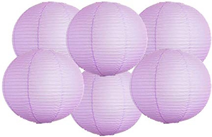 Paper Lanterns Mix Color Packs of 6 Round Paper Lanterns Lampshade Party Decorations (Lilac, 10 (25 Cm))