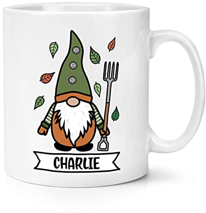 Personalised Gonk Gnome Green Orange Garden 10oz Mug Cup