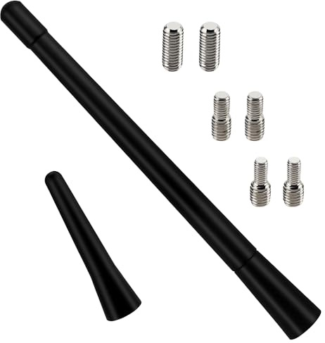 VooGenzek 2 Piezas Mini Antena Corta Universal para Coche - Radio FM/Am Con 6 Tornillos M4/M5/M6 (17.5 + 6.5cm)