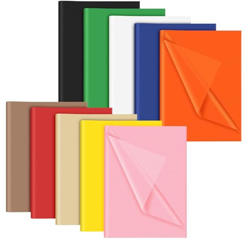 NEBURORA Seidenpapier Set in verschiedenen Farben 60 Blatt 10 Farben Geschenkpapier Kunstpapier Basteln für Festivals, DIY, Geschenkverpackung, Basteln, Geburtstag, Mottoparty, Dekoration