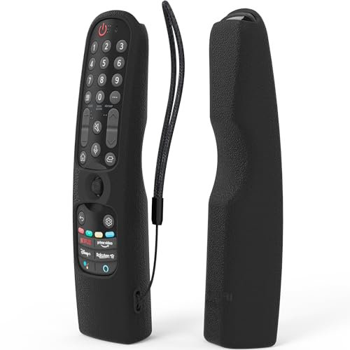 SIKAI Funda para Mando de LG Smart TV AN-MR24GN MR23GN MR22GA MR21GA,Funda de Silicona para Mando de LG Magic Remote 2021-2024,Flexibilidad Resistente a Caídas y Arañazos, con Cordón (Negro)