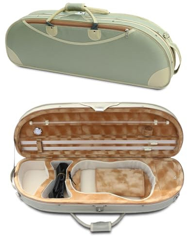 WUQIMUSC Violinenkoffer 4/4 Full Size Nylon Oxford Leichte Box Verstellbare Schultergurte Reise Violinenkoffer Tasche (Erbsengrün)