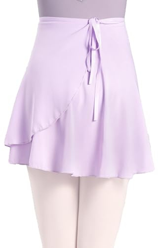 Daydance Jupes de ballet en mousseline de soie transparente pour filles et femmes, Lilas de qualité supérieure, Taille L
