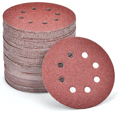 JOYSAL 104 Pezzi Dischi Abrasivi 125mm, 40/60/80/120/180/240/320/400/600 Grana 8 Fori Set di Dischi Abrasivi per Levigatrici Rotorbitali