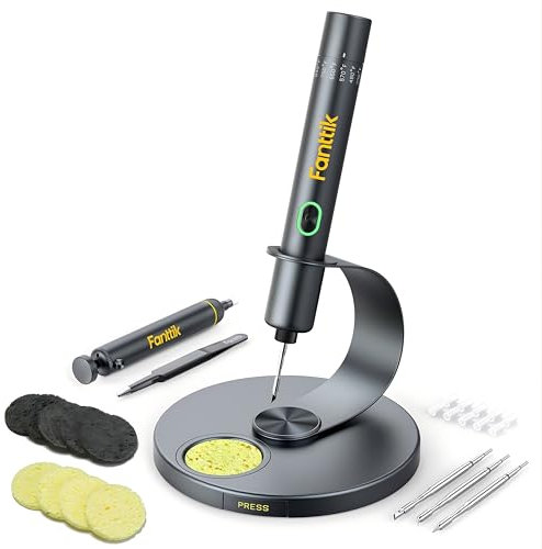 Fanttik de soldador T1 Max, soldador inalámbrico,7 segundos de calentamiento rápido(390°F-840℉)Temperatura Ajustable, Reposo Automático,4 Puntas de Soldadura de Precisión(C210),Soporte Giratorio 360°