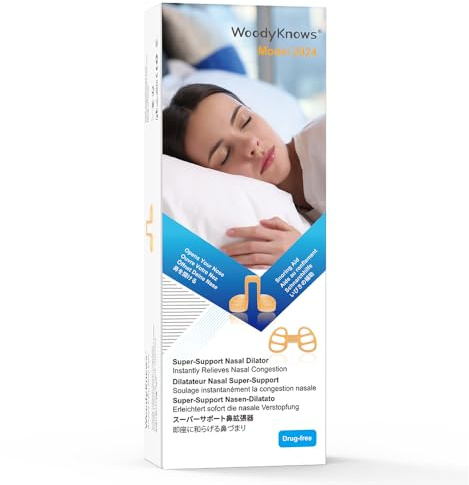 WoodyKnows Super-Support Nasal Dilator, Model 2024 Soft, Improves Sleep and Sports Airflow, Nasal Congestion and Nose-Related snoring aid (M 4Pack)