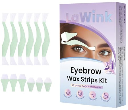 Eyebrow Wax Strips Facial Wax Strips for Hair Removal 24 Strips Eyebrow & Upper Lip Hair Remover with 4 Soothing Wipes Mouth waxing wax Eyebrow Hair Removal for Women LAWINK (Eyebrow)